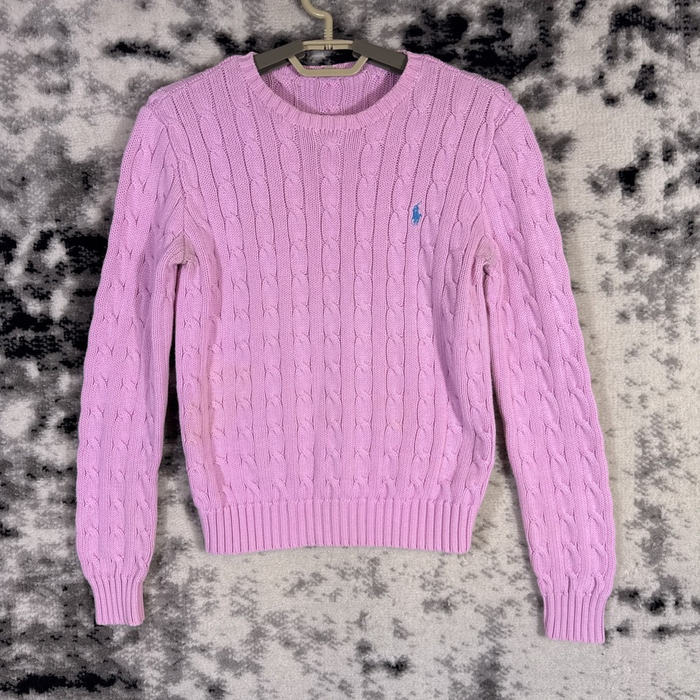 Polo Sport Ralph Lauren Cable Knit Sweater Womens Size BLANK Pink Preppy y2k